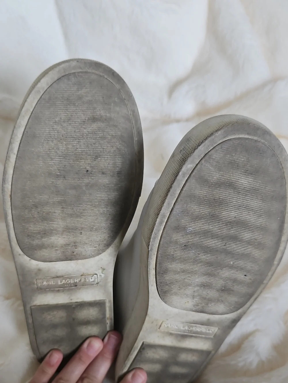 Karl Lagerfeld Paris White Leather Slip-On Sneakers – Karl Pin Accent